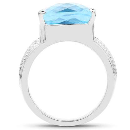7.50 Carat Genuine Swiss Blue Topaz .925 Sterling Silver Ring by Bids.com