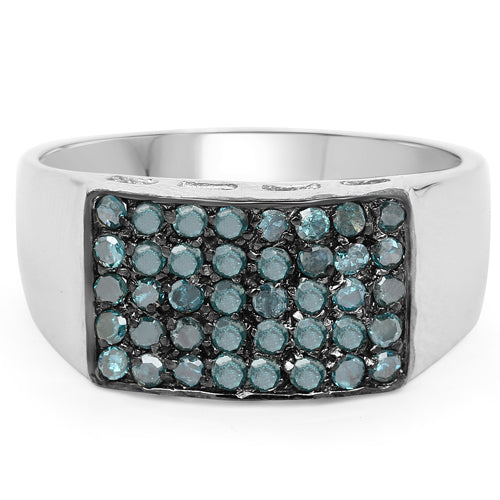 0.48 Carat Genuine Blue Diamond .925 Sterling Silver Ring by Bids.com