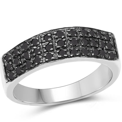 0.35 Carat Genuine Black Diamond .925 Sterling Silver Ring by Bids.com