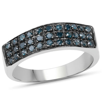 0.40 Carat Genuine Blue Diamond .925 Sterling Silver Ring by Bids.com