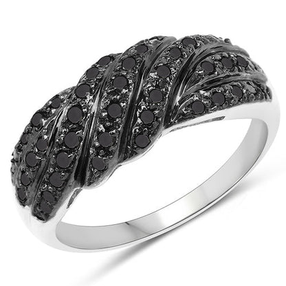 0.35 Carat Genuine Black Diamond .925 Sterling Silver Ring by Bids.com