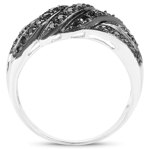 0.35 Carat Genuine Black Diamond .925 Sterling Silver Ring by Bids.com