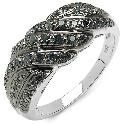 0.36 Carat Genuine Blue Diamond .925 Sterling Silver Ring by Bids.com
