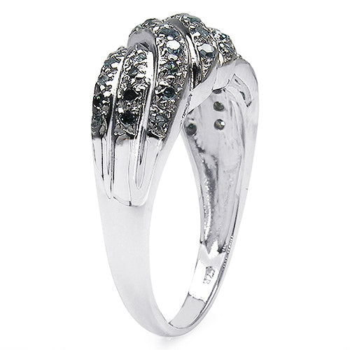 0.36 Carat Genuine Blue Diamond .925 Sterling Silver Ring by Bids.com