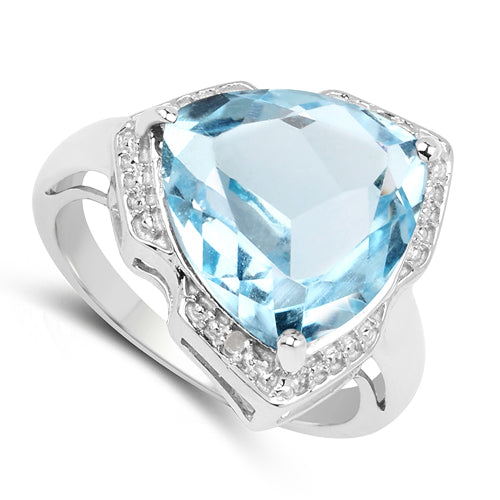 8.30 Carat Genuine Blue Topaz &amp; White Diamond .925 Sterling Silver Ring by Bids.com