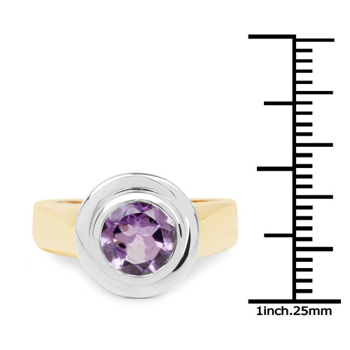 14K Yellow Gold Plated 2.25 Carat Genuine Amethyst .925 Sterling Silver Ring  DestGlow