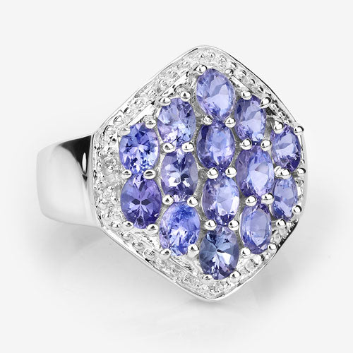 2.41 Carat Genuine Tanzanite and White Topaz .925 Sterling Silver Ring by Bids.com