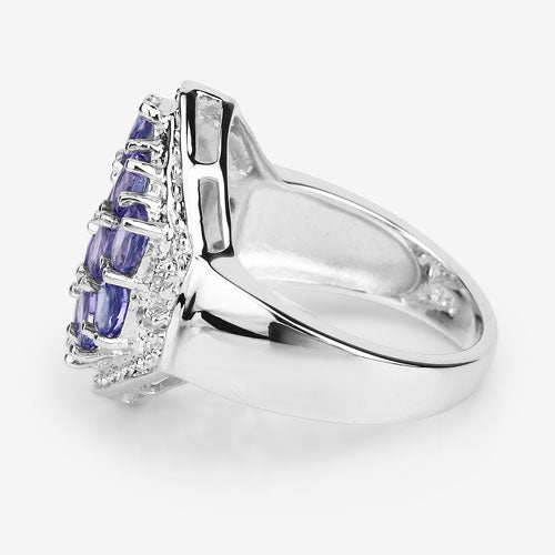 2.41 Carat Genuine Tanzanite and White Topaz .925 Sterling Silver Ring by Bids.com