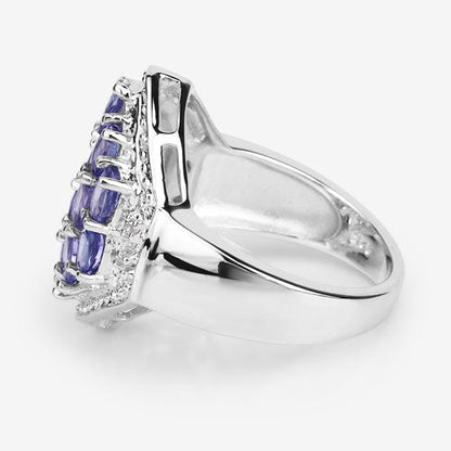 2.41 Carat Genuine Tanzanite and White Topaz .925 Sterling Silver Ring by Bids.com