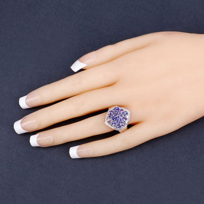 2.41 Carat Genuine Tanzanite and White Topaz .925 Sterling Silver Ring by Bids.com