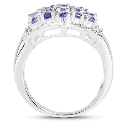 2.41 Carat Genuine Tanzanite and White Topaz .925 Sterling Silver Ring by Bids.com
