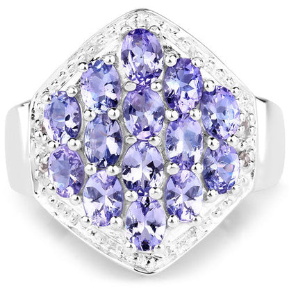 2.41 Carat Genuine Tanzanite and White Topaz .925 Sterling Silver Ring by Bids.com