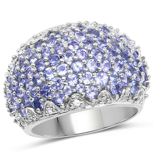 3.01 Carat Genuine Tanzanite and White Diamond .925 Sterling Silver Ring by Bids.com
