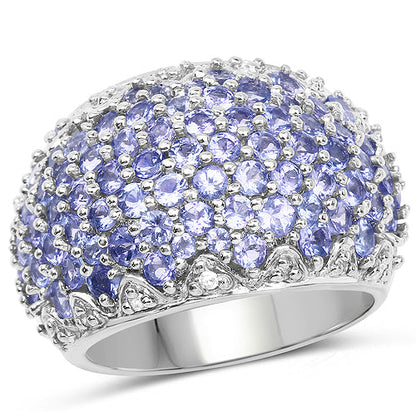 3.01 Carat Genuine Tanzanite and White Diamond .925 Sterling Silver Ring by Bids.com
