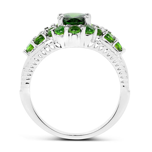 2.28 Carat Genuine Chrome Diopside .925 Sterling Silver Ring by Bids.com
