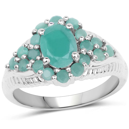 2.13 Carat Genuine Emerald .925 Sterling Silver Ring by Bids.com