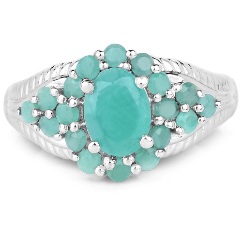 2.13 Carat Genuine Emerald .925 Sterling Silver Ring by Bids.com