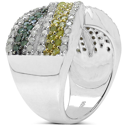 1.44 Carat Genuine Multi Diamond .925 Sterling Silver Ring by Bids.com
