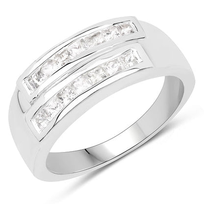 0.70 Carat Genuine White Sapphire .925 Sterling Silver Ring by Bids.com
