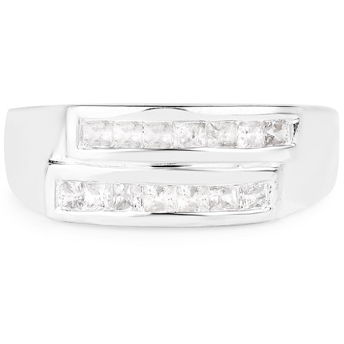 0.70 Carat Genuine White Sapphire .925 Sterling Silver Ring by Bids.com