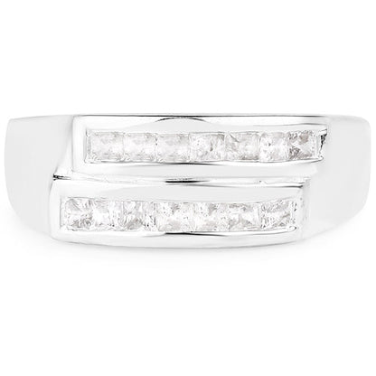 0.70 Carat Genuine White Sapphire .925 Sterling Silver Ring by Bids.com