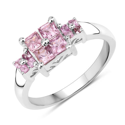 0.96 Carat Genuine Pink Sapphire .925 Sterling Silver Ring by Bids.com