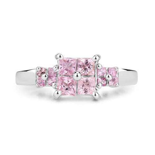 0.96 Carat Genuine Pink Sapphire .925 Sterling Silver Ring by Bids.com