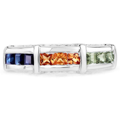 1.08 Carat Genuine Multi Sapphire .925 Sterling Silver Ring by Bids.com