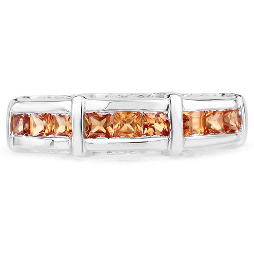 1.08 Carat Genuine Orange Sapphire .925 Sterling Silver Ring by Bids.com