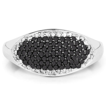 0.46 Carat Genuine Black Diamond and White Diamond .925 Sterling Silver Ring by Bids.com