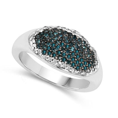 0.45 Carat Genuine Blue Diamond and White Diamond .925 Sterling Silver Ring by Bids.com