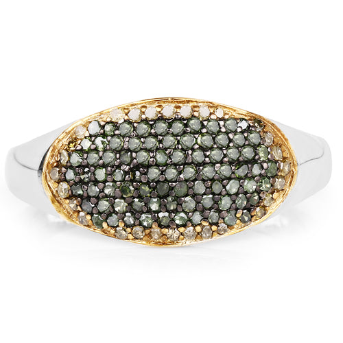 0.45 Carat Genuine Green Diamond and Yellow Diamond .925 Sterling Silver Ring by Bids.com