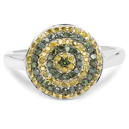 0.39 Carat Genuine Green Diamond and Yellow Diamond .925 Sterling Silver Ring by Bids.com