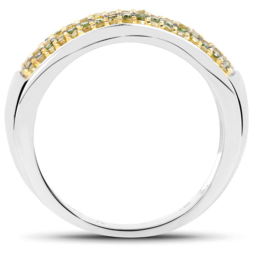 0.43 Carat Genuine Green Diamond and Yellow Diamond .925 Sterling Silver Ring by Bids.com