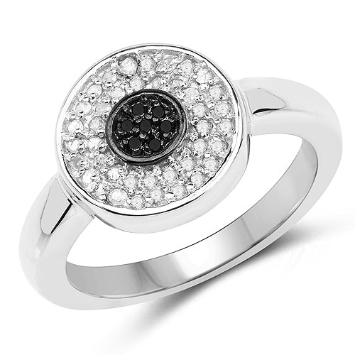 0.20 Carat Genuine Black Diamond and White Diamond .925 Sterling Silver Ring by Bids.com