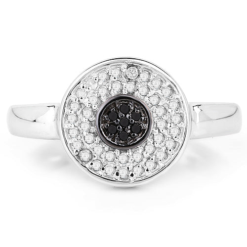 0.20 Carat Genuine Black Diamond and White Diamond .925 Sterling Silver Ring by Bids.com