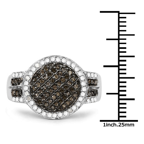 0.44 Carat Genuine Champagne Diamond and White Diamond .925 Sterling Silver Ring by Bids.com