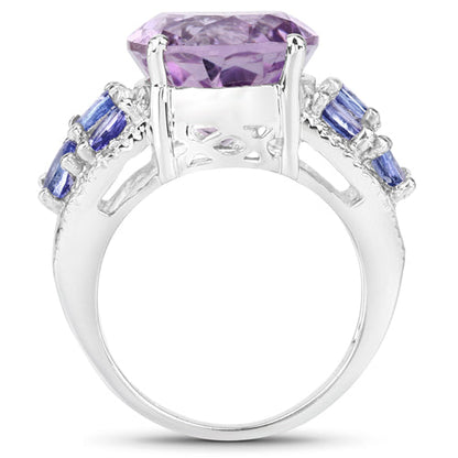 6.62 Carat Genuine Amethyst, Tanzanite and White Topaz .925 Sterling Silver Ring by Bids.com