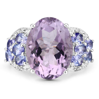 6.62 Carat Genuine Amethyst, Tanzanite and White Topaz .925 Sterling Silver Ring by Bids.com