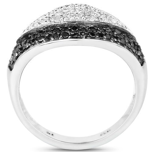 0.51 Carat Genuine Black Diamond &amp; White Diamond .925 Sterling Silver Ring by Bids.com