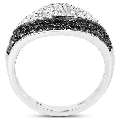 0.51 Carat Genuine Black Diamond &amp; White Diamond .925 Sterling Silver Ring by Bids.com