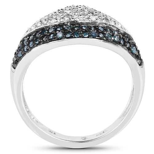 0.50 Carat Genuine Blue Diamond and White Diamond .925 Sterling Silver Ring by Bids.com