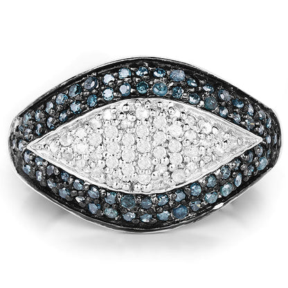 0.50 Carat Genuine Blue Diamond and White Diamond .925 Sterling Silver Ring by Bids.com
