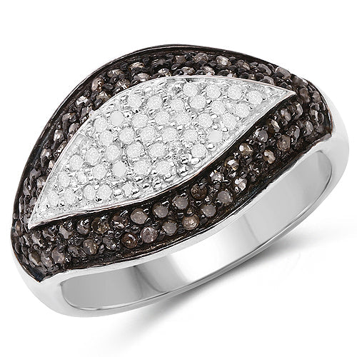 0.50 Carat Genuine Champagne Diamond and White Diamond .925 Sterling Silver Ring by Bids.com
