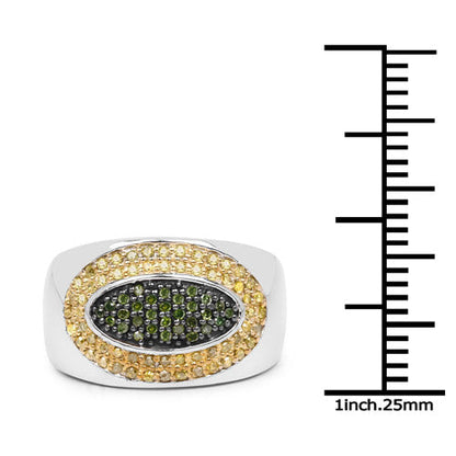 0.38 Carat Genuine Green Diamond and Yellow Diamond .925 Sterling Silver Ring by Bids.com