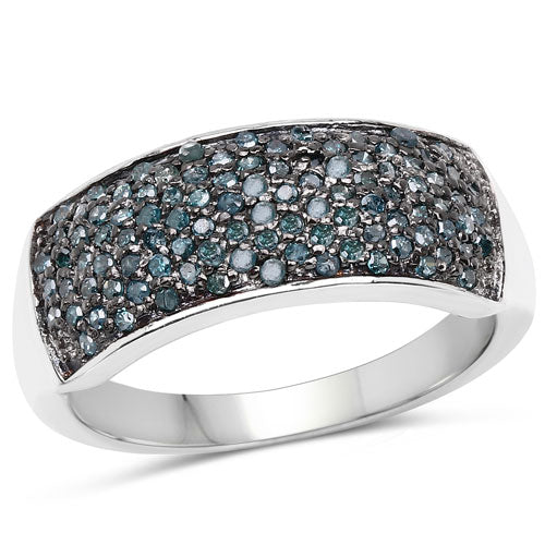 0.42 Carat Genuine Blue Diamond .925 Sterling Silver Ring by Bids.com