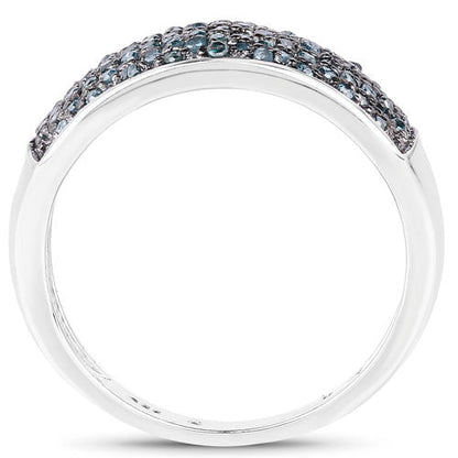 0.42 Carat Genuine Blue Diamond .925 Sterling Silver Ring by Bids.com