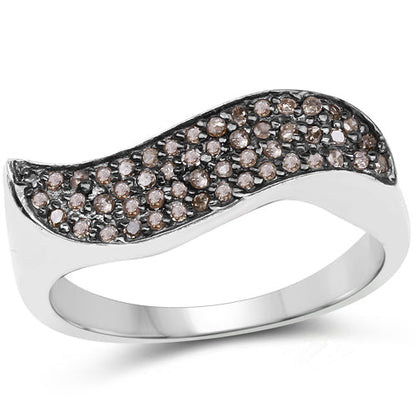 0.21 Carat Genuine Champagne Diamond .925 Sterling Silver Ring by Bids.com