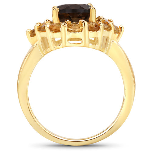 4.00 Carat Genuine Smoky Quartz and Citrine .925 Sterling Silver Ring by Bids.com