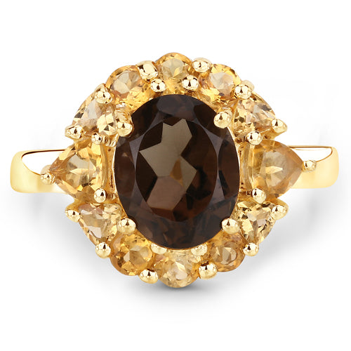4.00 Carat Genuine Smoky Quartz and Citrine .925 Sterling Silver Ring by Bids.com